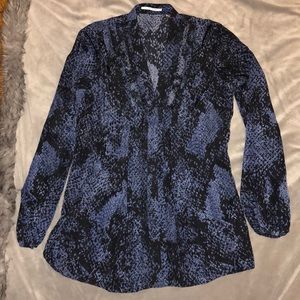 T Tahari Blue/Black Snakeskin Blouse